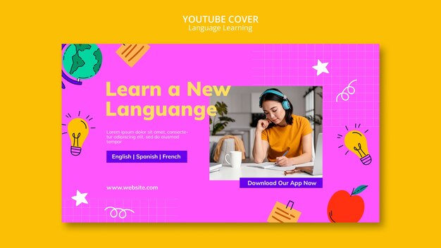 portada de youtube de aprendizaje de idiomas