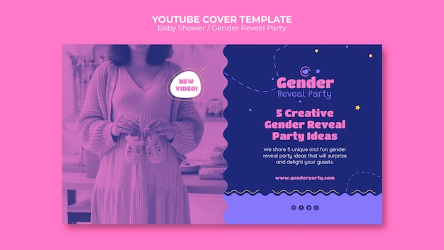 Portada de youtube de baby shower de diseño plano