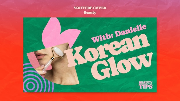 PSD gratuito portada de youtube de belleza coreana de diseño plano