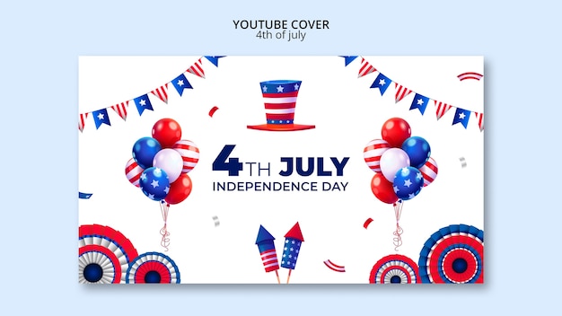 PSD gratuito portada de youtube de la celebración del 4 de julio