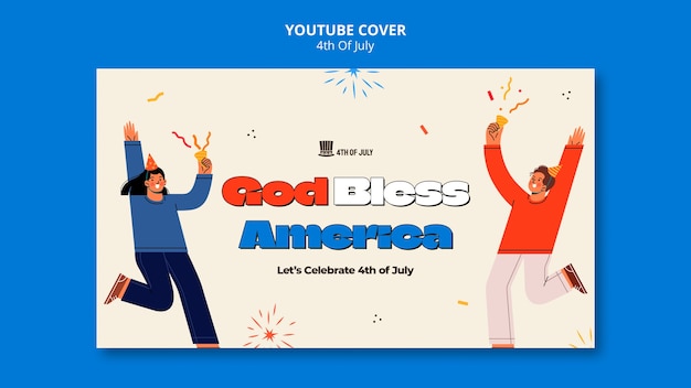 PSD gratuito portada de youtube de la celebración del 4 de julio