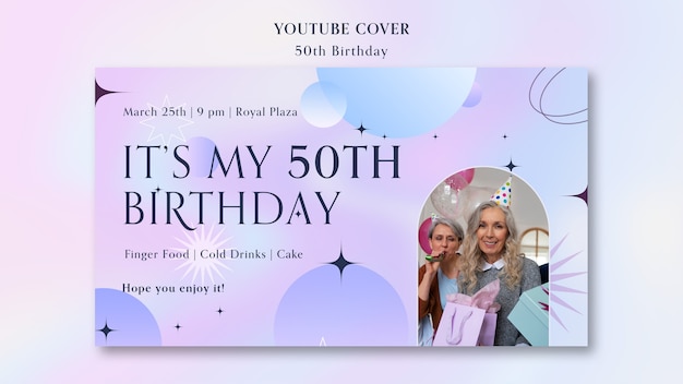 portada de youtube de celebración de 50 cumpleaños
