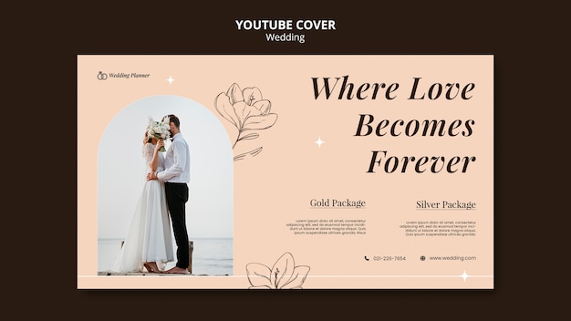 Portada de youtube de la celebración de la boda dibujada a mano