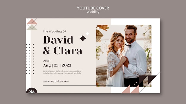 PSD gratuito portada de youtube de celebración de boda geométrica