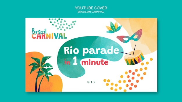 PSD gratuito la portada de youtube de la celebración del carnaval brasileño