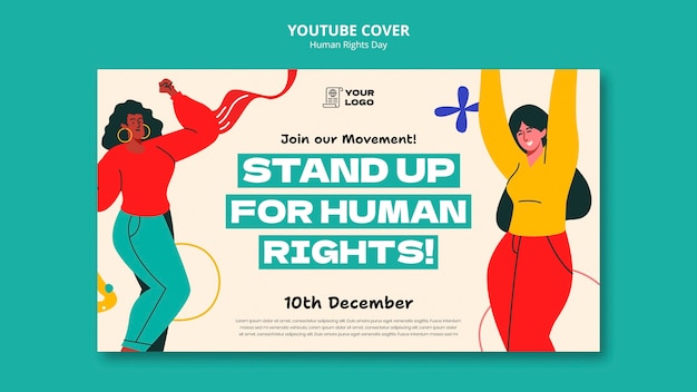 PSD gratuito portada de youtube de celebración del día de los derechos humanos.