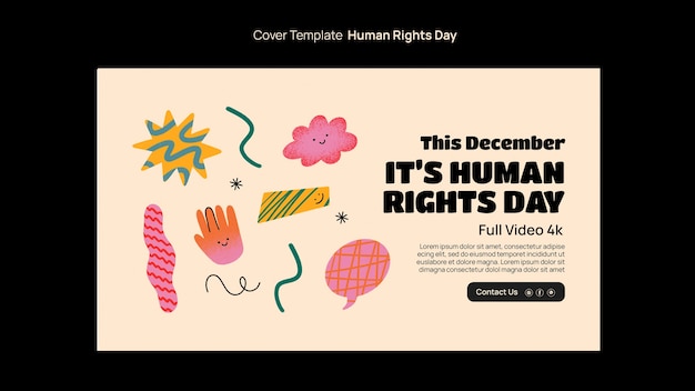 PSD gratuito portada de youtube de celebración del día de los derechos humanos.