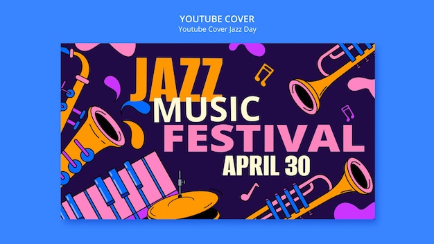 PSD gratuito la portada de youtube de la celebración del día del jazz.