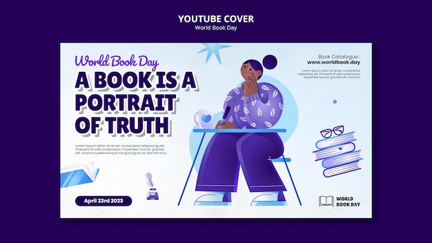PSD gratuito portada de youtube de celebración del día mundial del libro