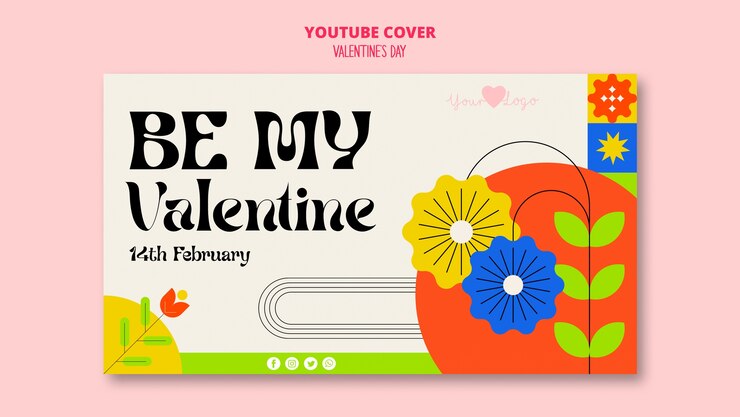 PSD gratuito portada de youtube de celebración del día de san valentín