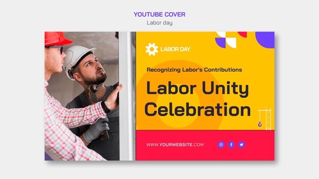 PSD gratuito portada de youtube de celebración del día del trabajo