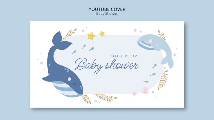 PSD gratuito la portada de youtube de la celebración de la ducha del bebé