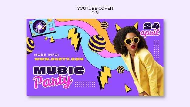 PSD gratuito portada de youtube de celebración de fiesta
