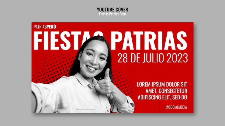 PSD gratuito portada de youtube de celebración de fiestas patrias perú