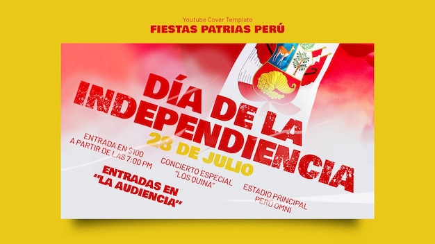 PSD gratuito portada de youtube de celebración de fiestas patrias perú