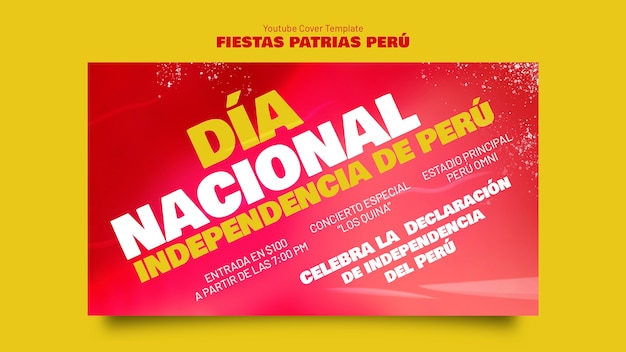 PSD gratuito portada de youtube de celebración de fiestas patrias perú