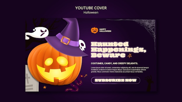 PSD gratuito portada de youtube de celebración de halloween