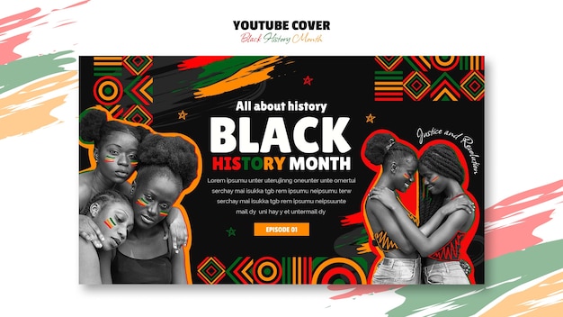 PSD gratuito la portada de youtube de la celebración del mes de la historia negra