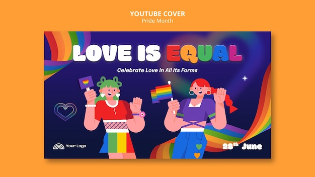 Portada de youtube de celebración del mes del orgullo