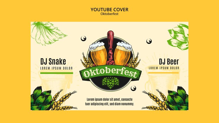 PSD gratuito portada de youtube de la celebración del oktoberfest