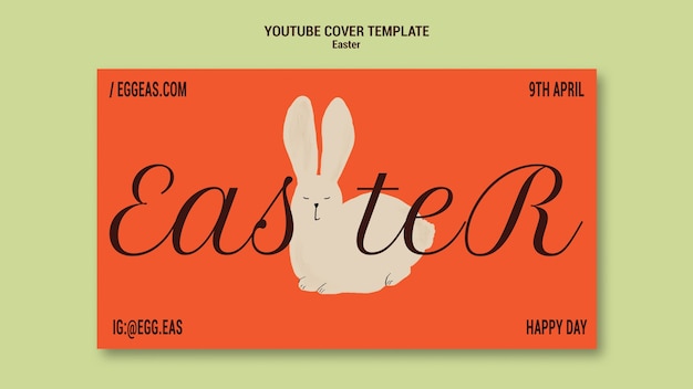 PSD gratuito portada de youtube de celebración de pascua de diseño plano