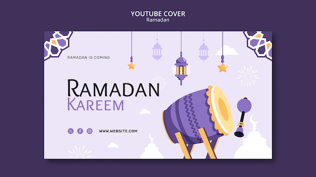 PSD gratuito portada de youtube de celebración del ramadán