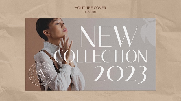 PSD gratuito portada de youtube de colección de moda dibujada a mano