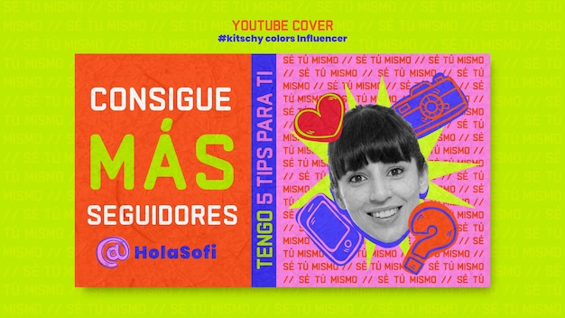 Portada de youtube de colores kitsch dibujados a mano