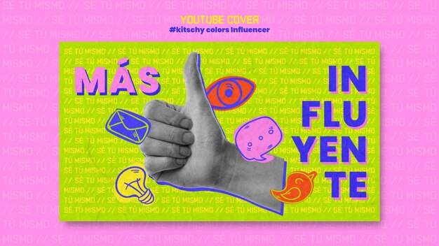Portada de youtube de colores kitsch dibujados a mano