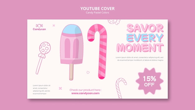 Portada de youtube de colores pastel de caramelo