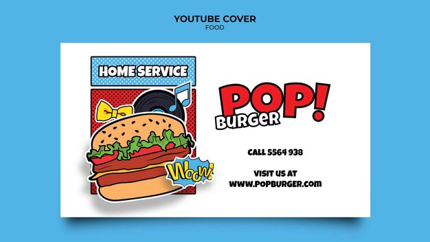 Portada de youtube de comida pop art