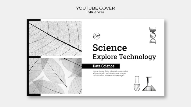Portada de youtube de concepto de ciencia dibujada a mano