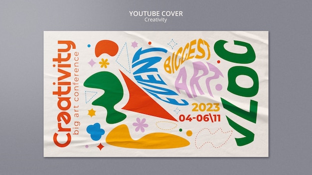 Portada de youtube de concepto de creatividad de diseño plano