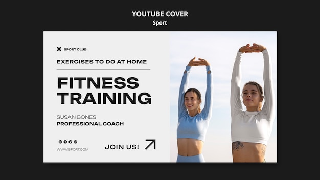 Portada de youtube de concepto de deporte minimalista