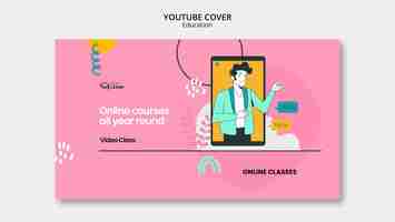 PSD gratuito portada de youtube de concepto de educación de diseño plano