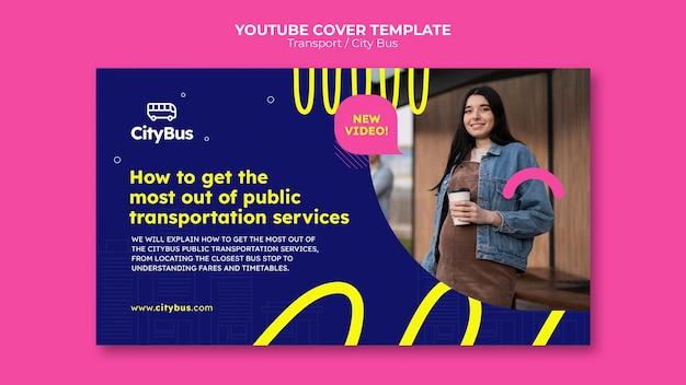 Portada de youtube de concepto de transporte de diseño plano