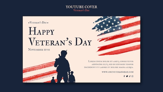 PSD gratuito portada de youtube de conmemoración del día de los veteranos.