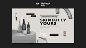 PSD gratuito portada de youtube para el cuidado de la piel monocromática