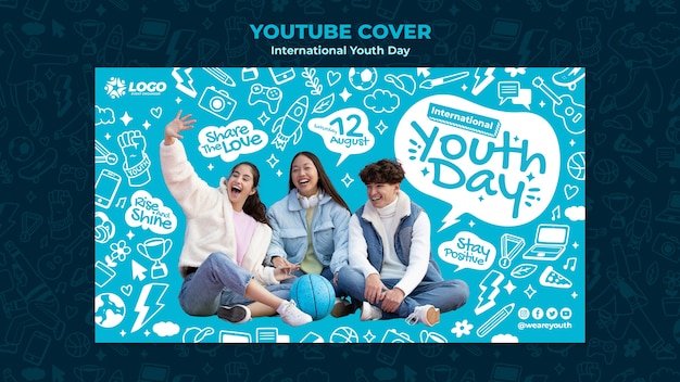 PSD gratuito portada de youtube del día internacional de la juventud