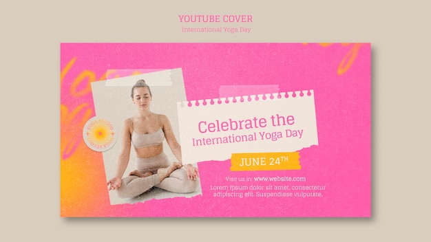 PSD gratuito portada de youtube del día internacional del yoga