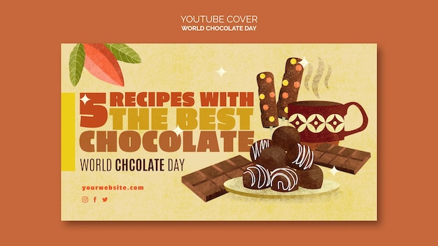 PSD gratuito portada de youtube del día mundial del chocolate.