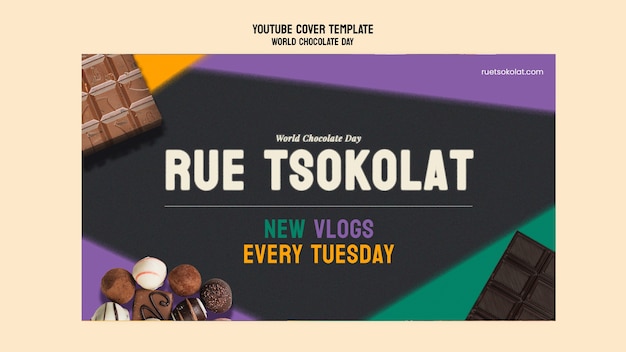 PSD gratuito portada de youtube del día mundial del chocolate.