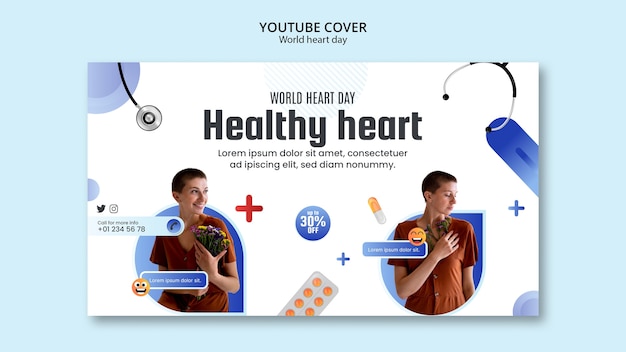 PSD gratuito portada de youtube del día mundial del corazón