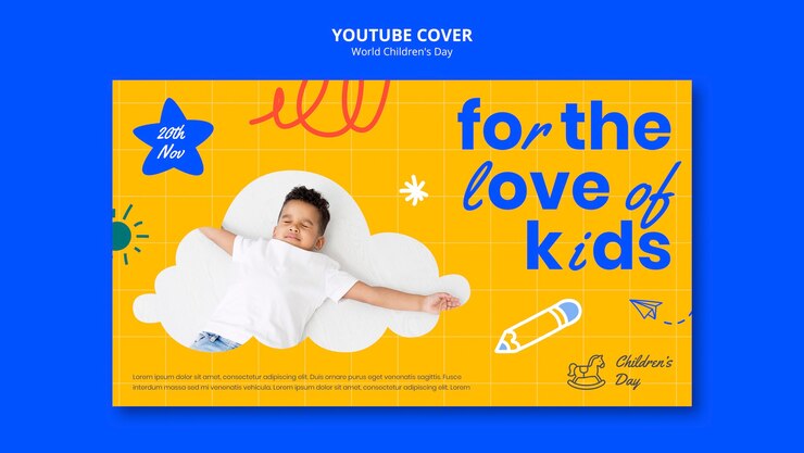 PSD gratuito portada de youtube del día mundial de la infancia