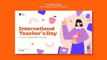 PSD gratuito portada de youtube del día mundial del maestro