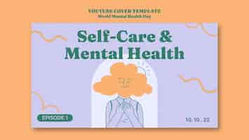 PSD gratuito portada de youtube del día mundial de la salud mental dibujada a mano