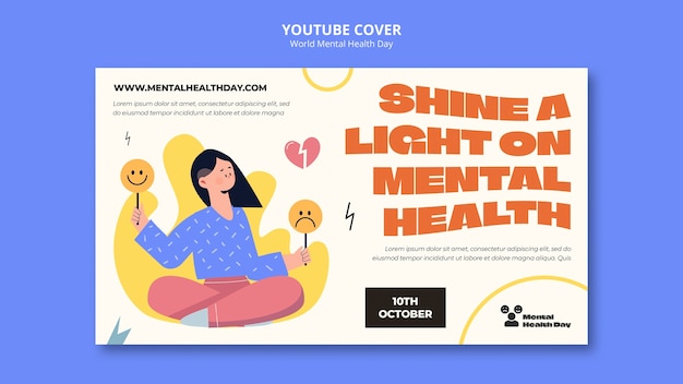 PSD gratuito portada de youtube del día mundial de la salud mental