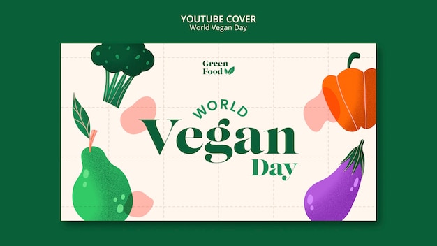 PSD gratuito portada de youtube del día mundial vegano