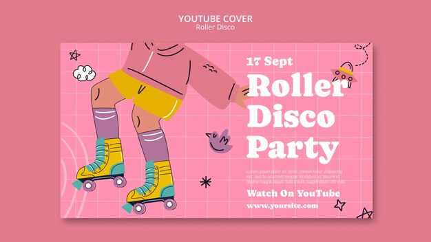 Portada de youtube de discoteca roller dibujada a mano