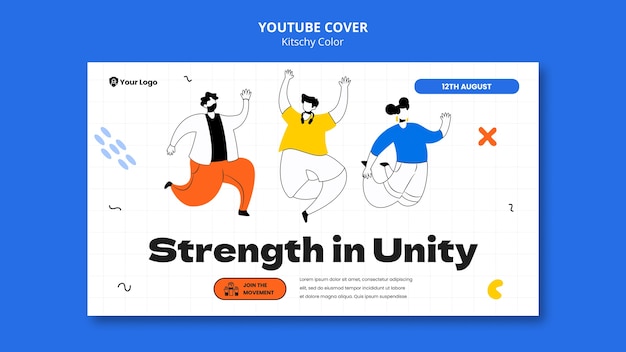 Portada de youtube de diseño de colores kitsch.